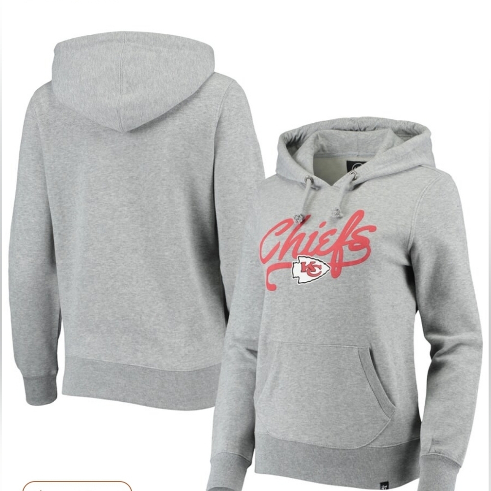 Women's '47 Heathered L‎ Kansas City Chiefs Clean Sweep Headline Pullover Hood